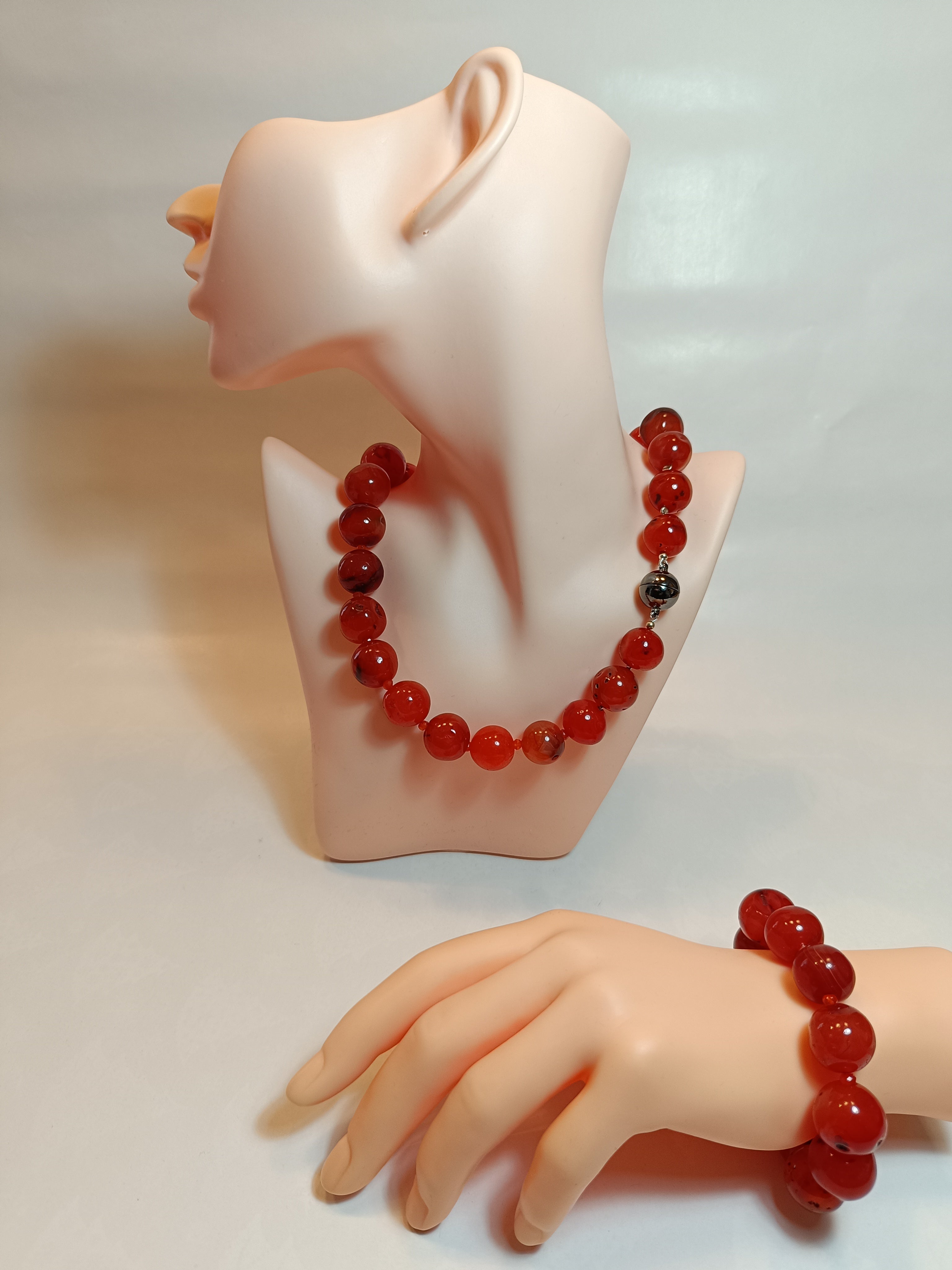 Orangene Karneol Armkette (im Kugelschliff)