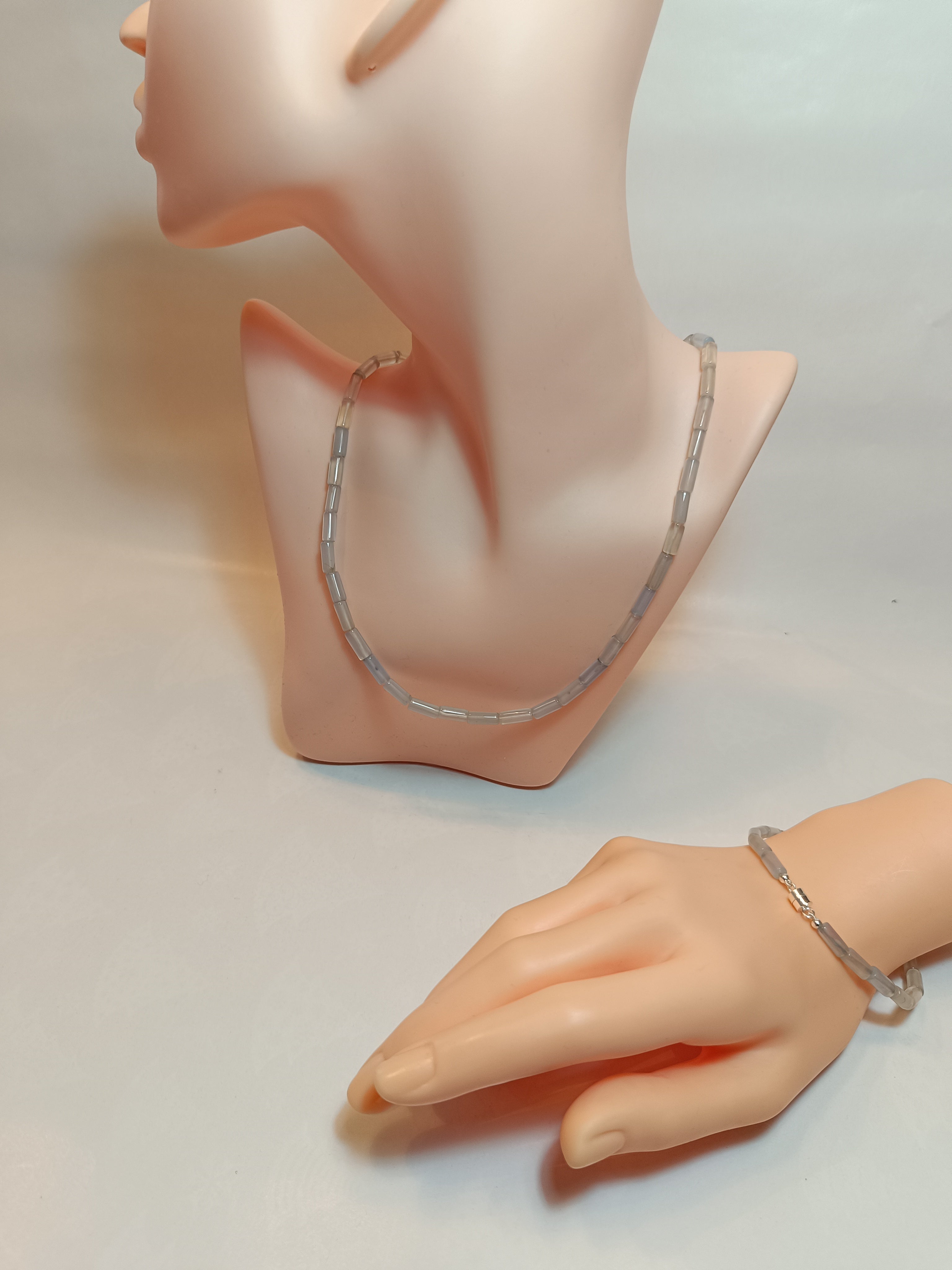 Silberchalzedon Armkette