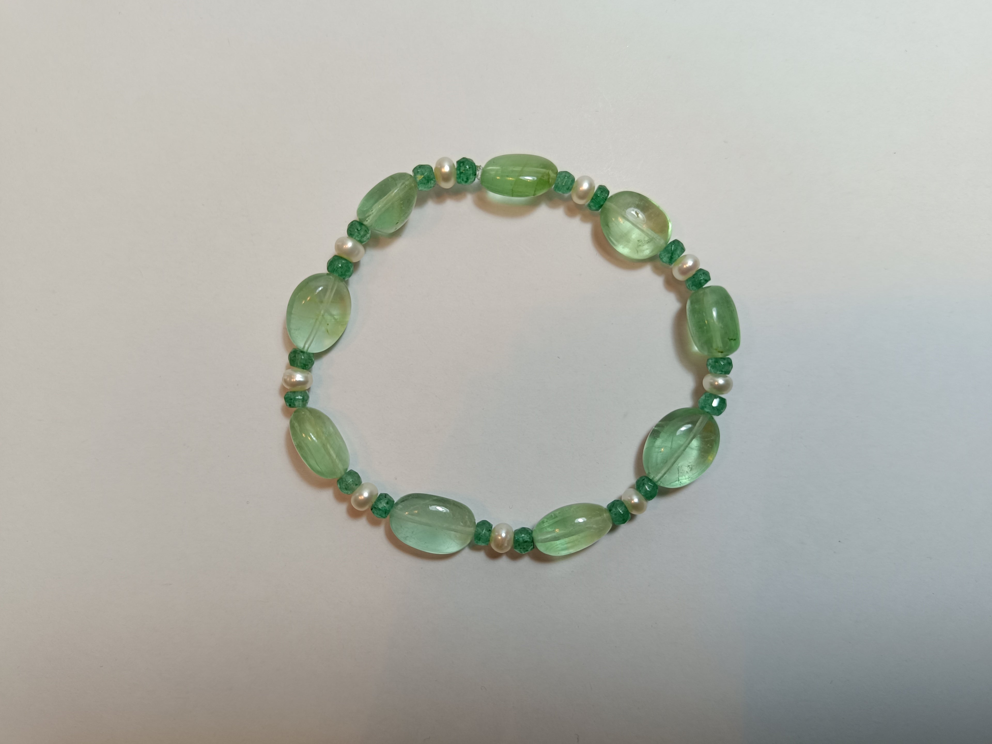 Fluorit-Aventurin Armkette mit Zuchtperlen