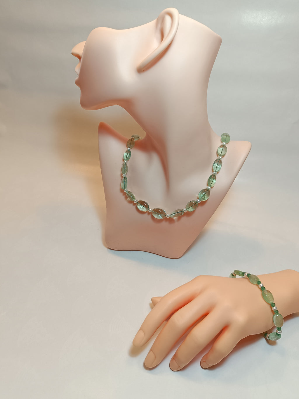 Fluorit-Aventurin Armkette mit Zuchtperlen