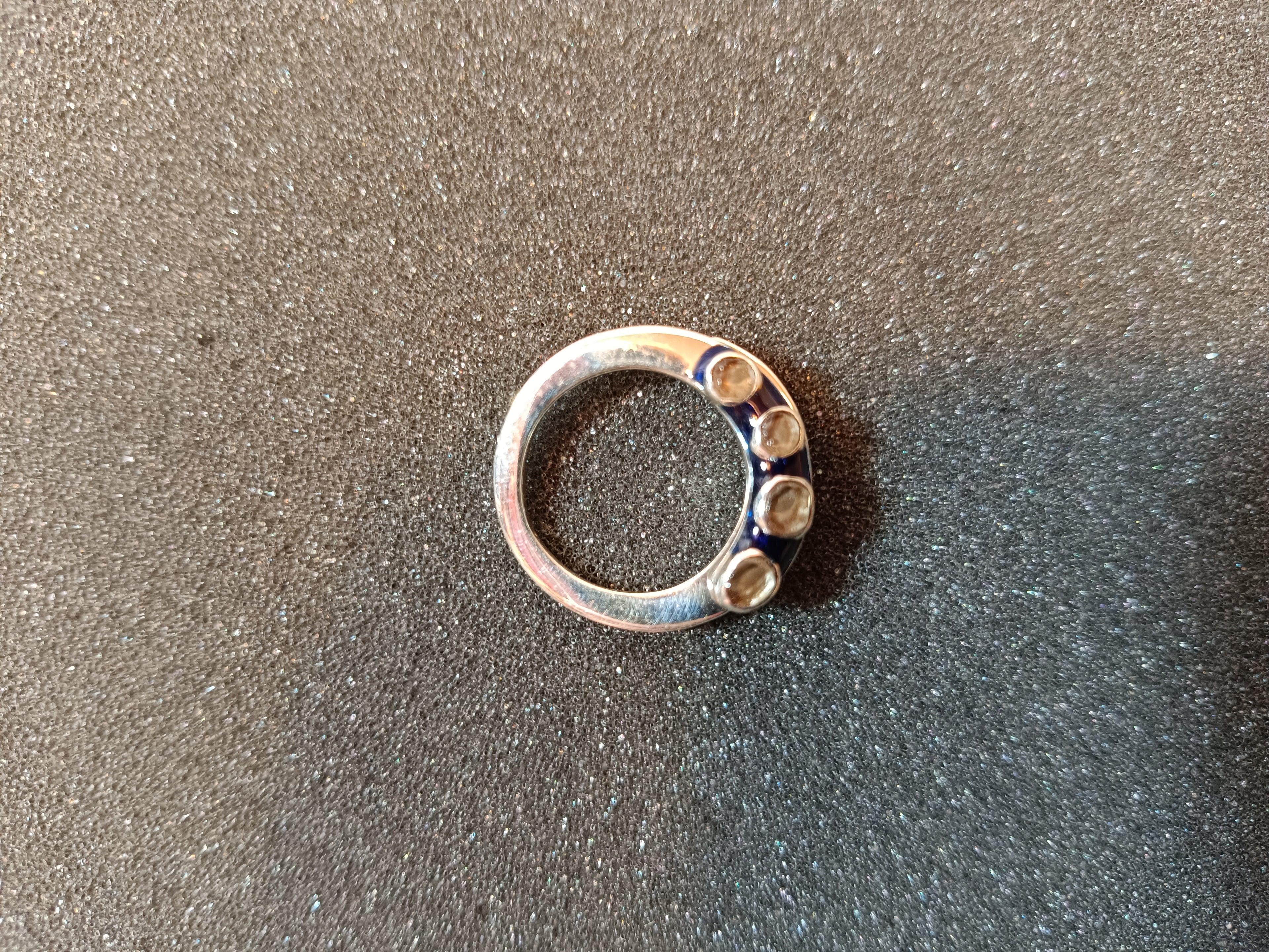 Blau Email Bergkristall Ring