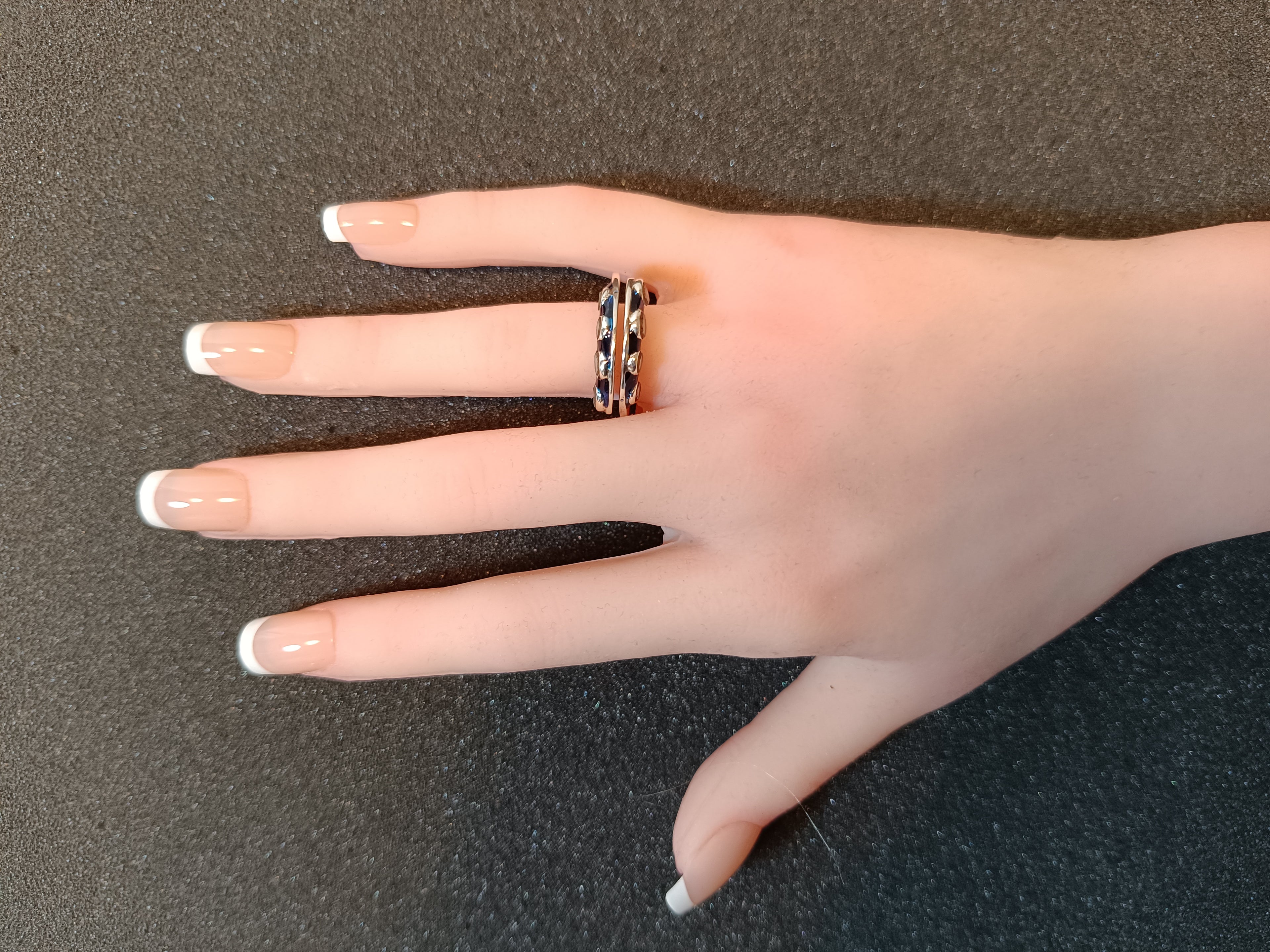 Blau Email Bergkristall Ring