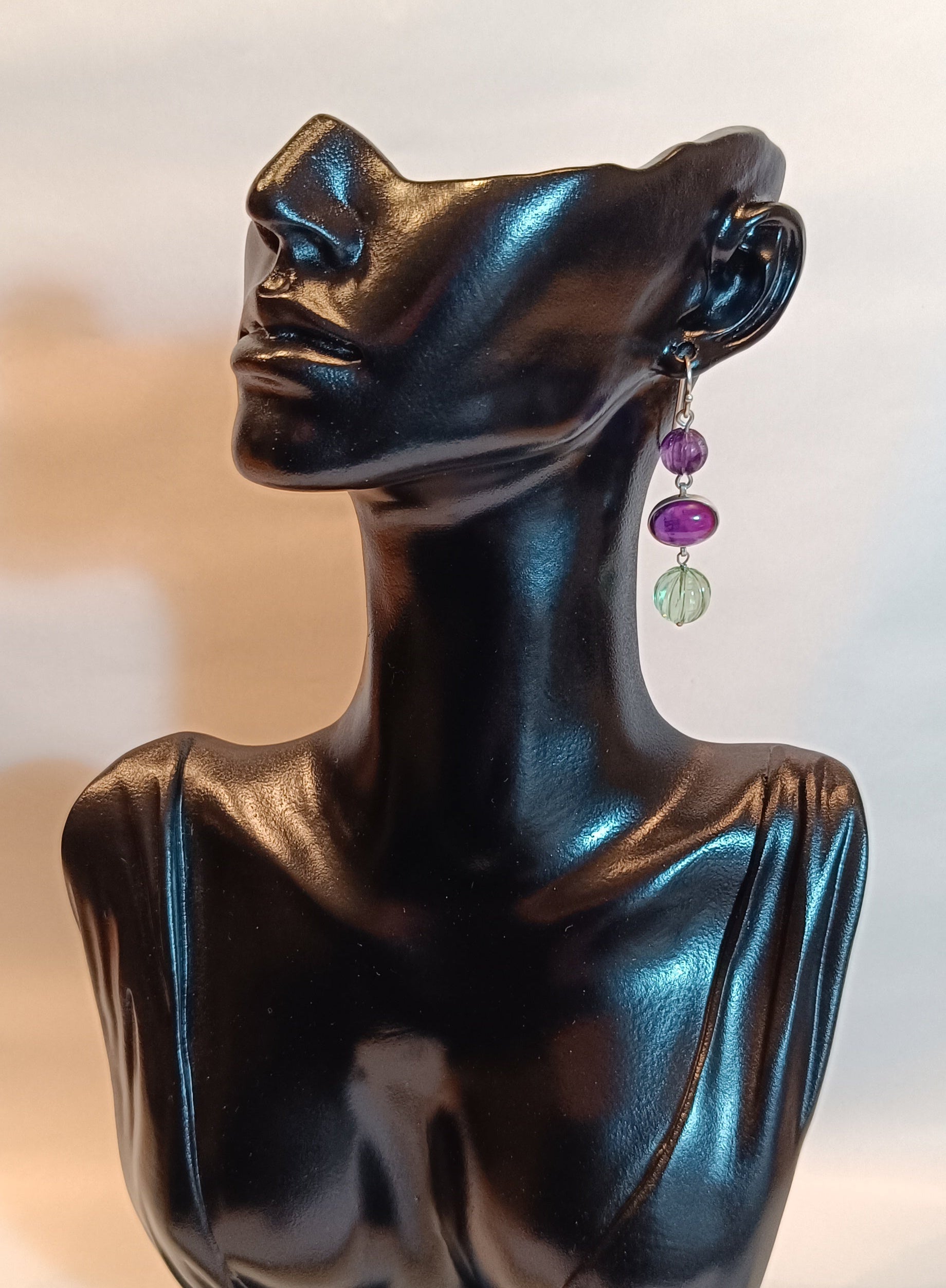 Amethyst-Fluorit Ohrringe