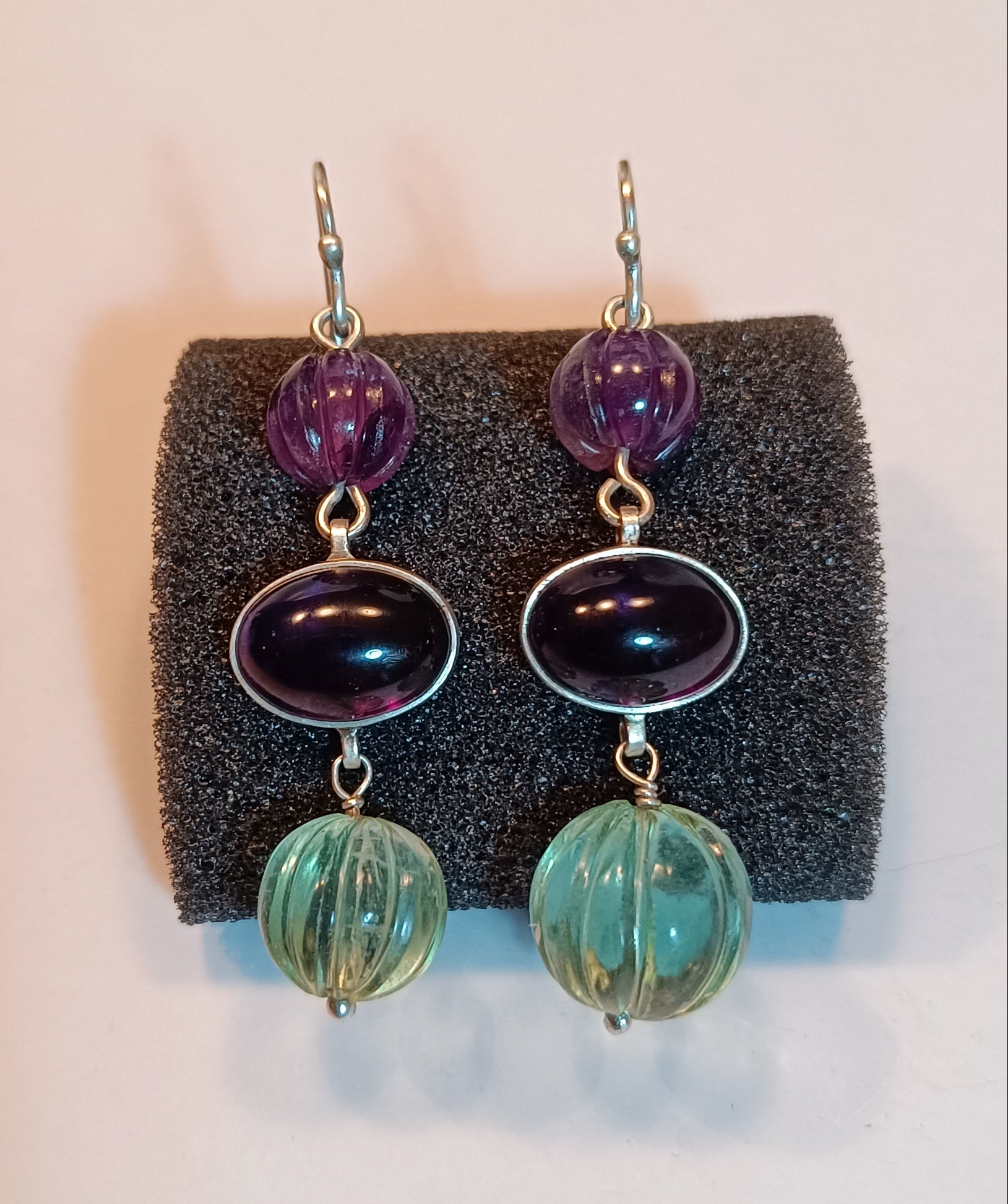 Amethyst-Fluorit Ohrringe