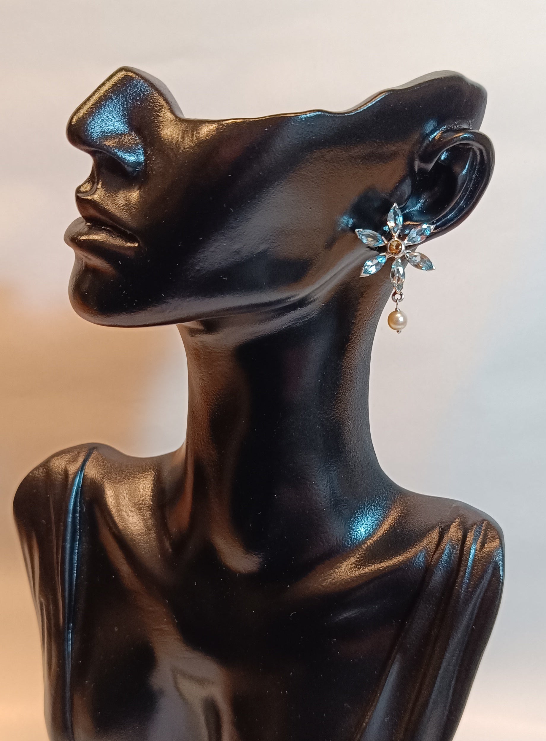 Blautopas-Zuchtperlen-Citrin Ohrstecker